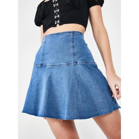 Free People Highlands Denim Mini Skirt - Picture 8 of 8